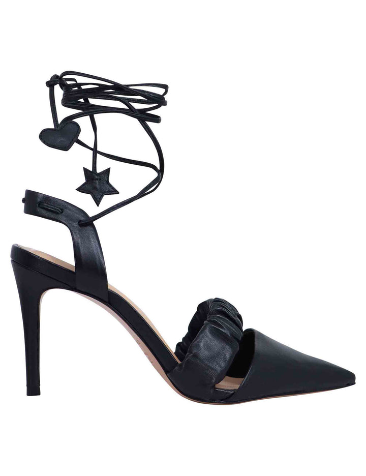 Spatarella Decollete slingback donna in pelle bianca con laccetti alla caviglia tacco alto Presa