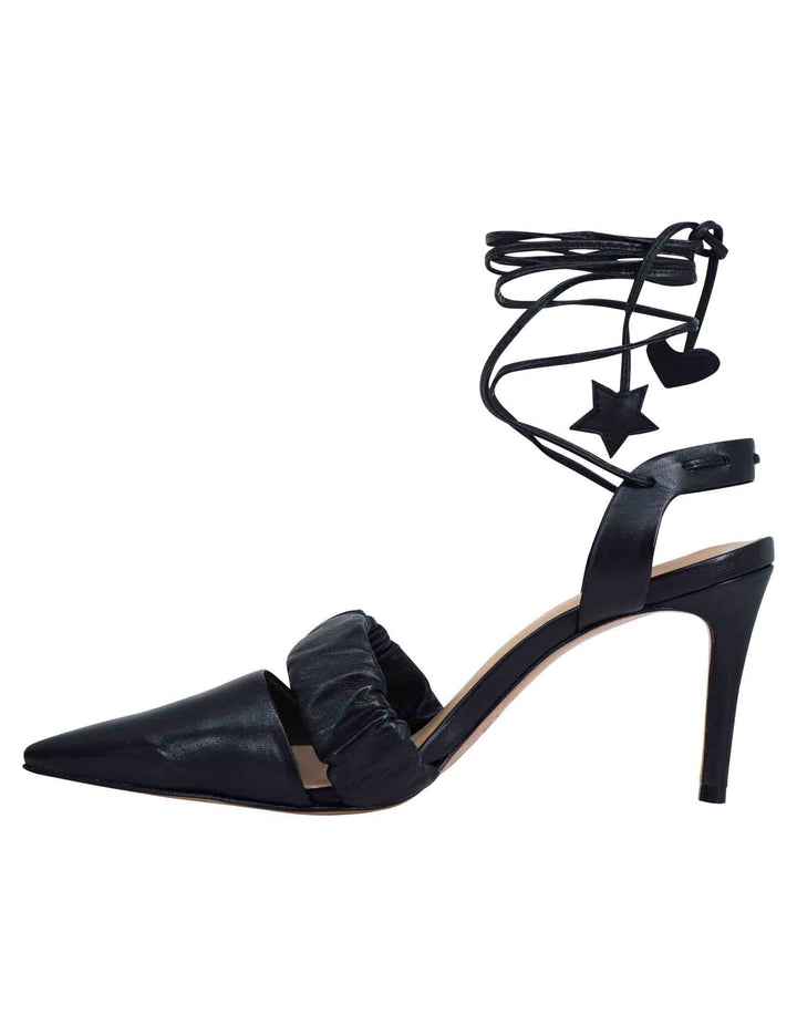 Spatarella Decollete slingback donna in pelle bianca con laccetti alla caviglia tacco alto Presa