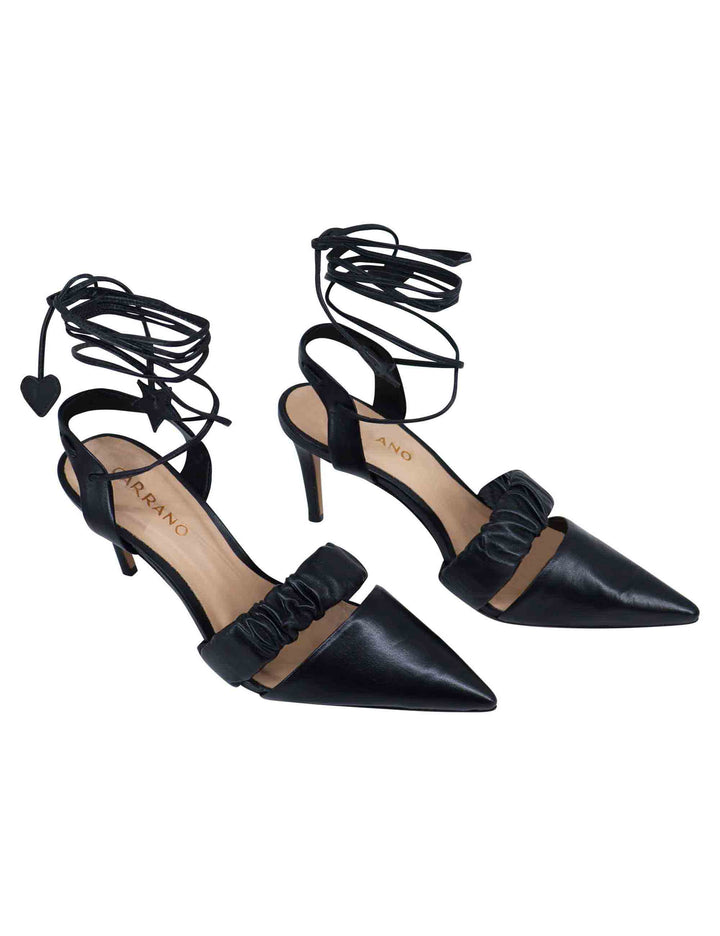 Spatarella Decollete slingback donna in pelle bianca con laccetti alla caviglia tacco alto Presa