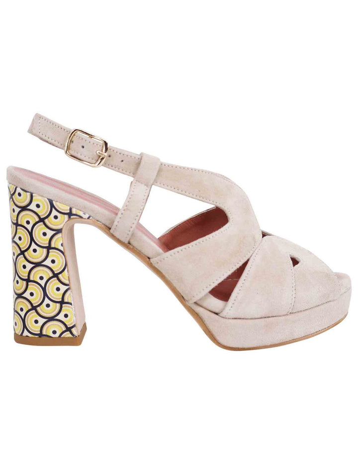 Spatarella Sandali slingback donna in camoscio sabbia con tacco alto e plateau Online