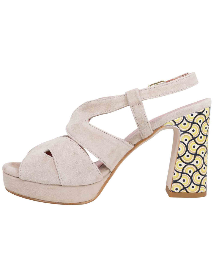 Spatarella Sandali slingback donna in camoscio sabbia con tacco alto e plateau Online