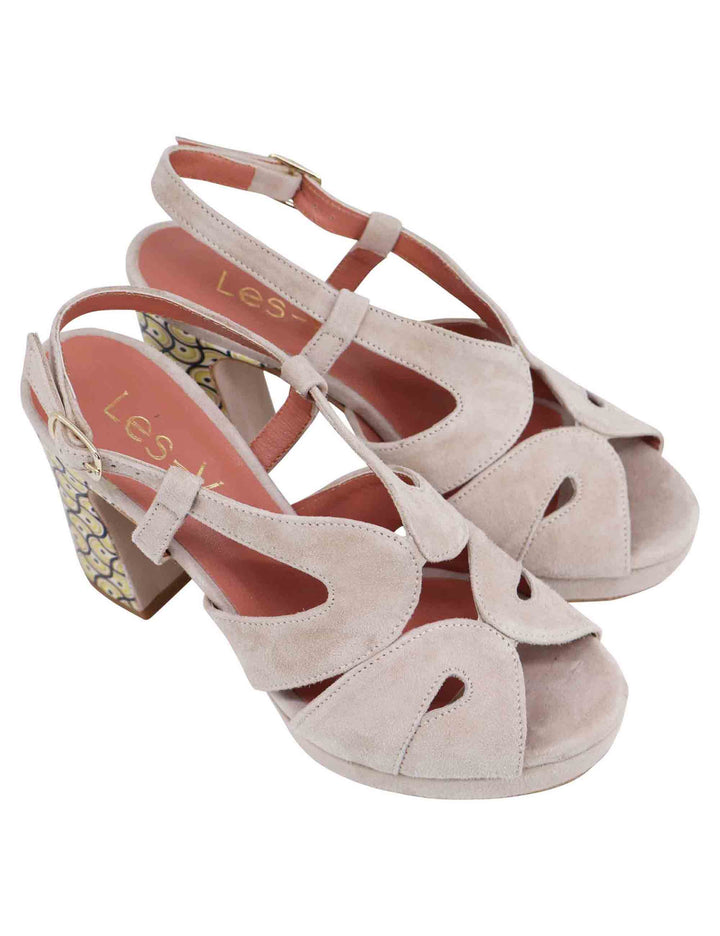 Spatarella Sandali slingback donna in camoscio sabbia con tacco alto e plateau Online