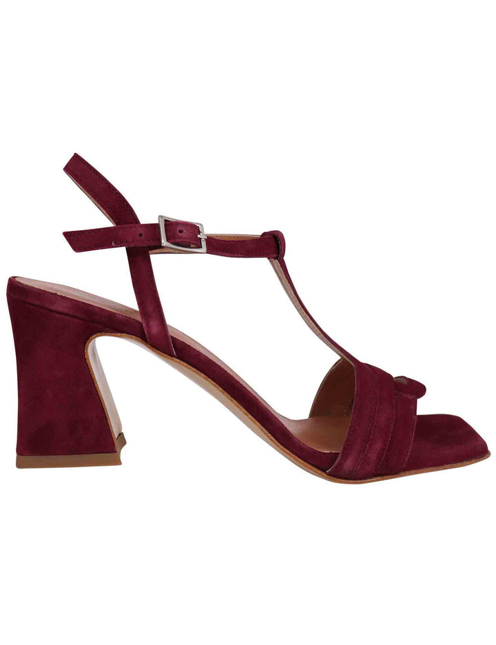 Spatarella Sandali slingback donna in camoscio bordeaux con punta quadra In Vendita