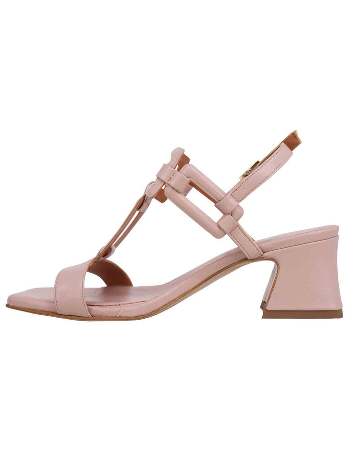 Spatarella Sandali sligback donna in pelle cipria con punta quadra e tacco in pelle Saldi