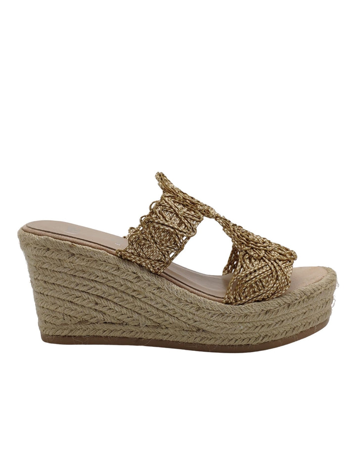 Spatarella Calzature Donna Sandali in Tessuto Beige con Zeppa Alta in Corda Hotsell