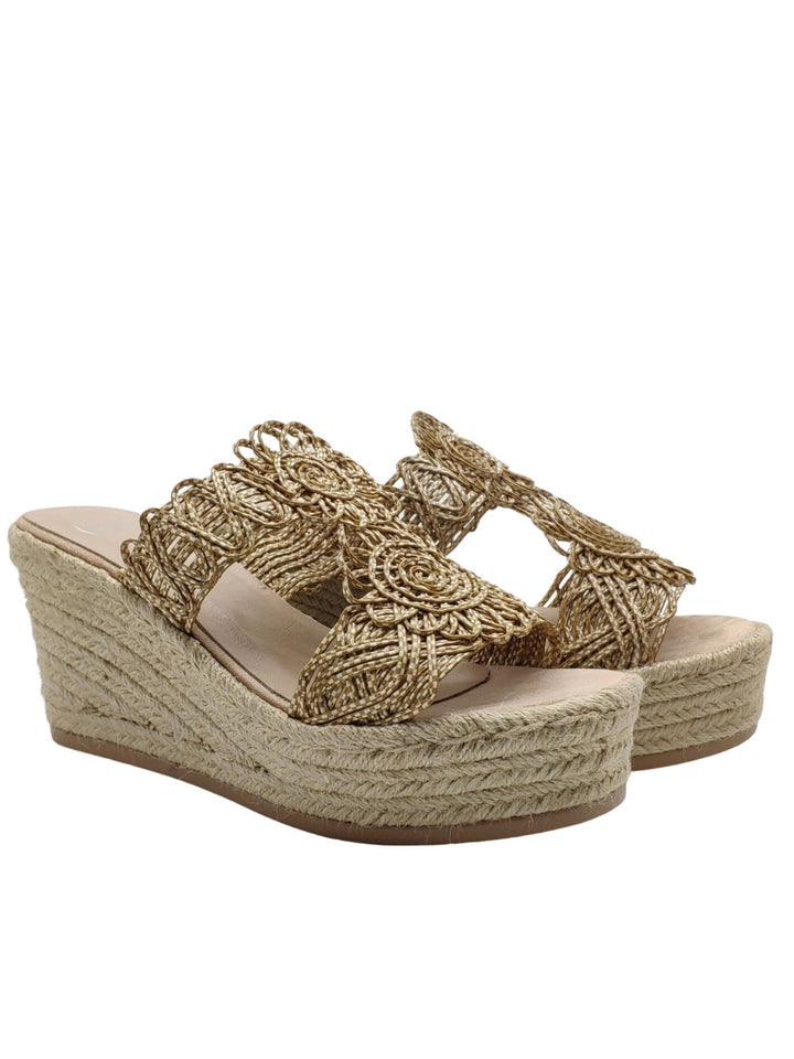 Spatarella Calzature Donna Sandali in Tessuto Beige con Zeppa Alta in Corda Hotsell