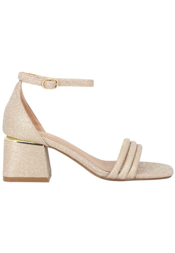 Spatarella Sandali donna in tessuto glitter oro con tallone chiuso e cinturino alla caviglia In Saldo