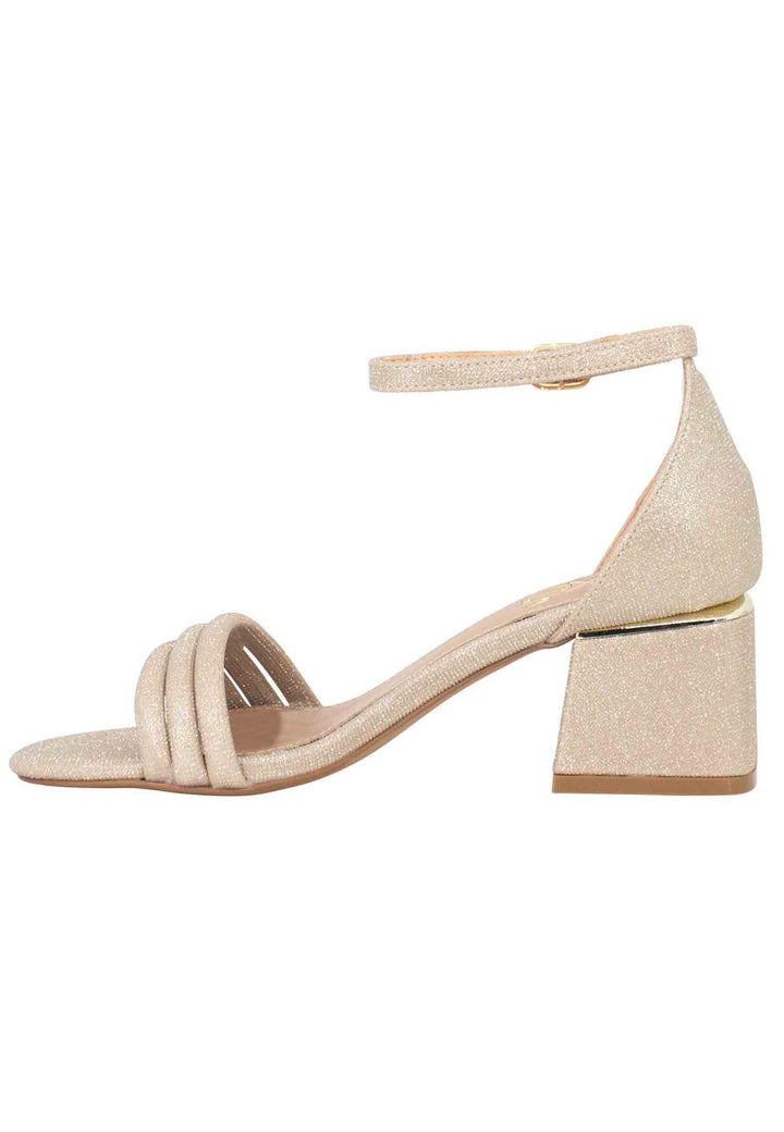 Spatarella Sandali donna in tessuto glitter oro con tallone chiuso e cinturino alla caviglia In Saldo