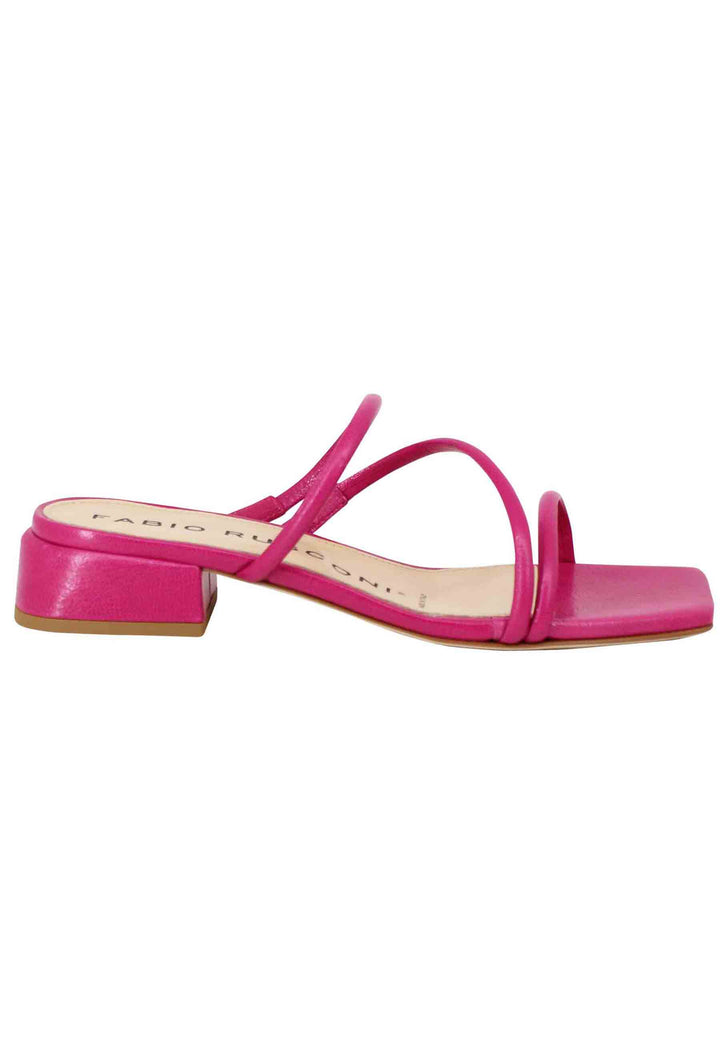 Spatarella Sandali donna in pelle fuxia con tacco basso e punta quadra Moda