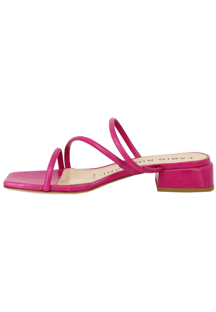 Spatarella Sandali donna in pelle fuxia con tacco basso e punta quadra Moda