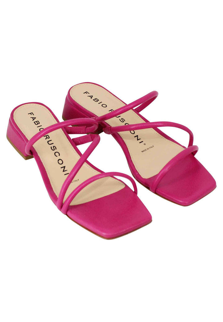 Spatarella Sandali donna in pelle fuxia con tacco basso e punta quadra Moda
