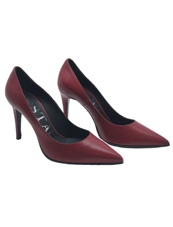 Spatarella Calzature Donna Décolleté In Pelle Bordeaux Con Tacco Alto A Spillo Qualità