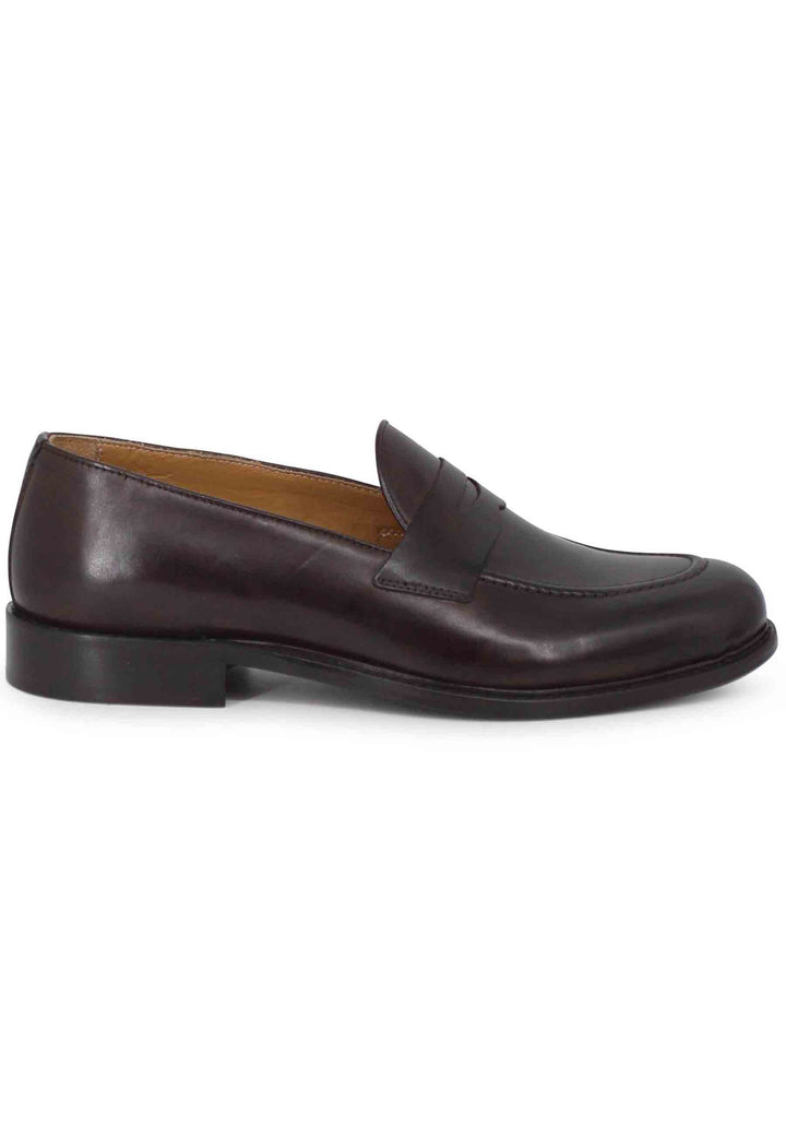 Spatarella Mocassini uomo in pelle marrone con suola in cuoio Pezzi Unici