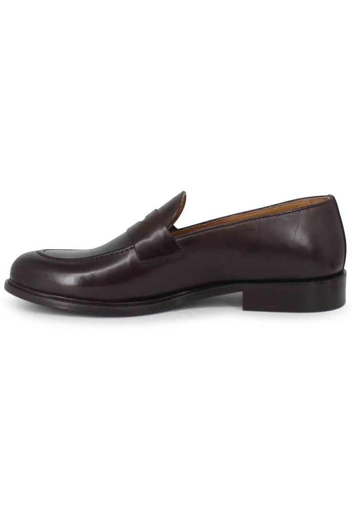 Spatarella Mocassini uomo in pelle marrone con suola in cuoio Pezzi Unici