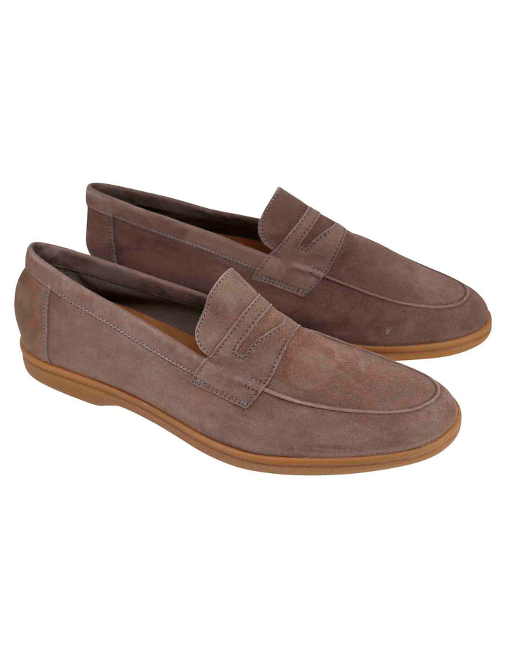Spatarella Mocassini uomo in camoscio taupe con suola in gomma leggera Shopping Online