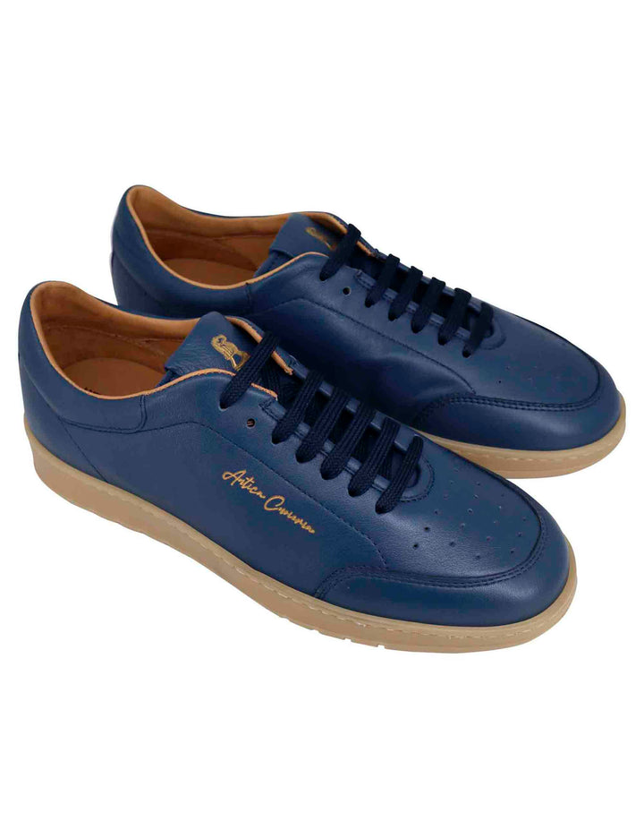 Spatarella Sneakers uomo in pelle celeste con suola in gomma ambra Affare Del Giorno
