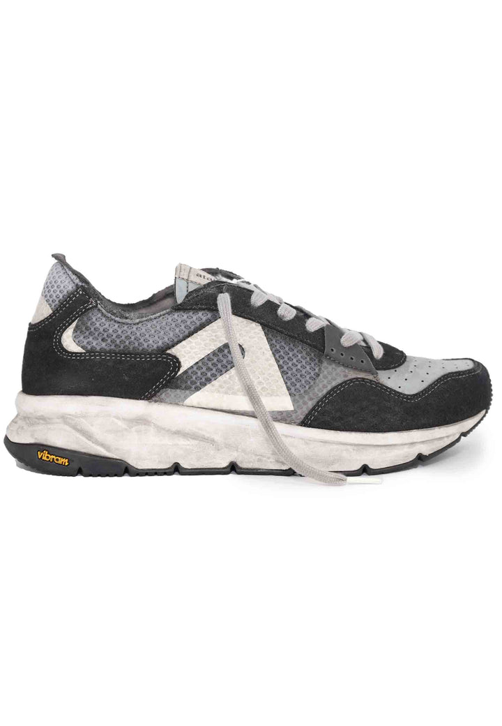 Spatarella Sneakers uomo in tessuto tecnico e pelle grigia con suola vibram Offerta