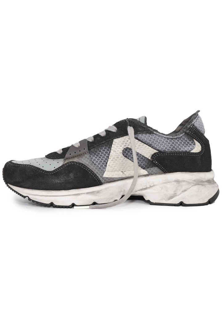 Spatarella Sneakers uomo in tessuto tecnico e pelle grigia con suola vibram Offerta