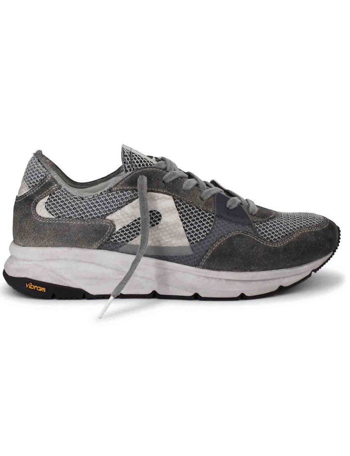 Spatarella Sneakers uomo in tessuto tecnico grigio con camoscio in tinta e suola vibram Economico