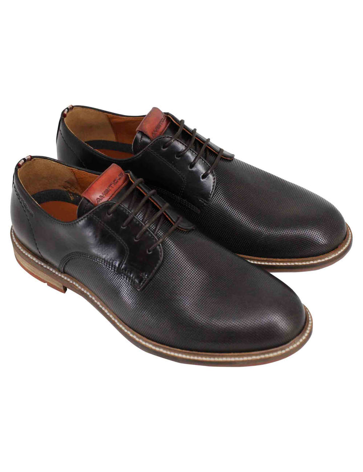 Spatarella Stringate uomo Caye in pelle marrone con suola in gomma Saldi