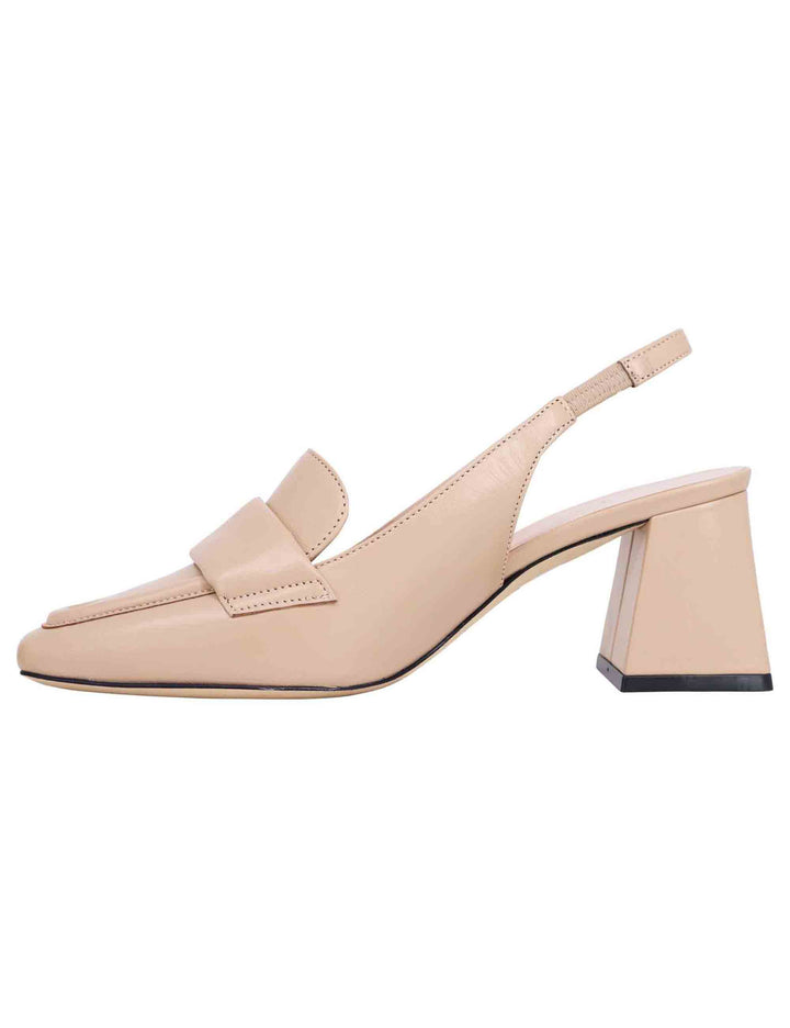 Spatarella Decollete slingback donna in pelle cipria con punta quadra Saldi Di Fabbrica