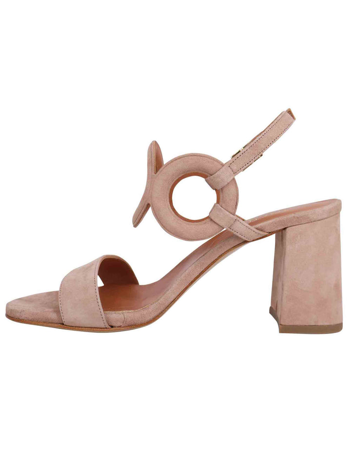 Spatarella Sandali slingback donna in camoscio beige con tacco alto e punta tonda Hotsell