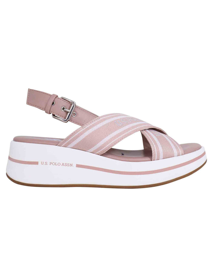 Spatarella Sandali slingback donna in tessuto nude con zeppa in gomma Italy