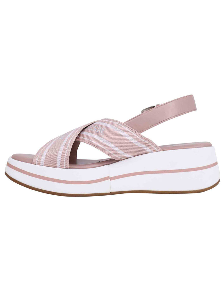 Spatarella Sandali slingback donna in tessuto nude con zeppa in gomma Italy
