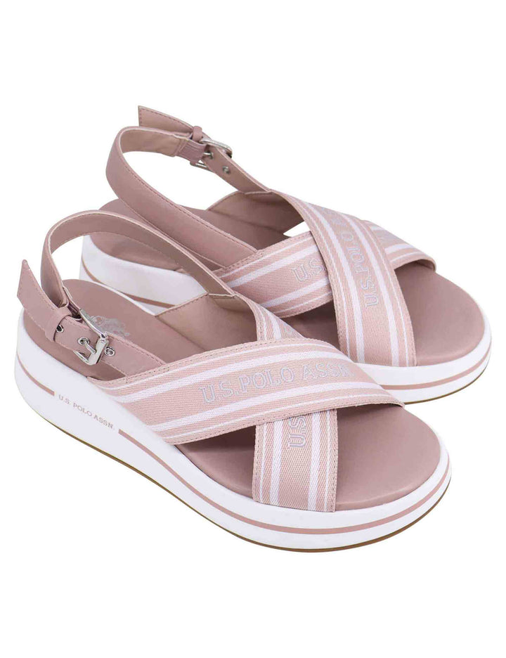 Spatarella Sandali slingback donna in tessuto nude con zeppa in gomma Italy
