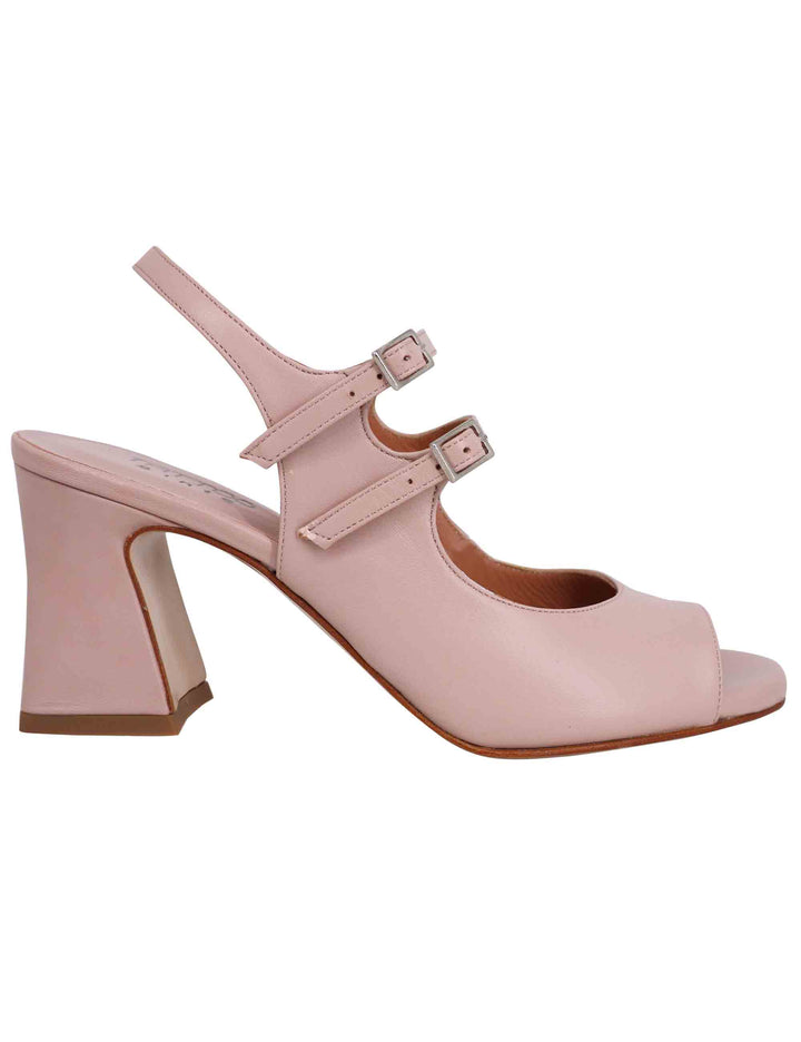 Spatarella Sandali slingback donna in pelle cipria con cinturini punta tonda e tacco alto 2025