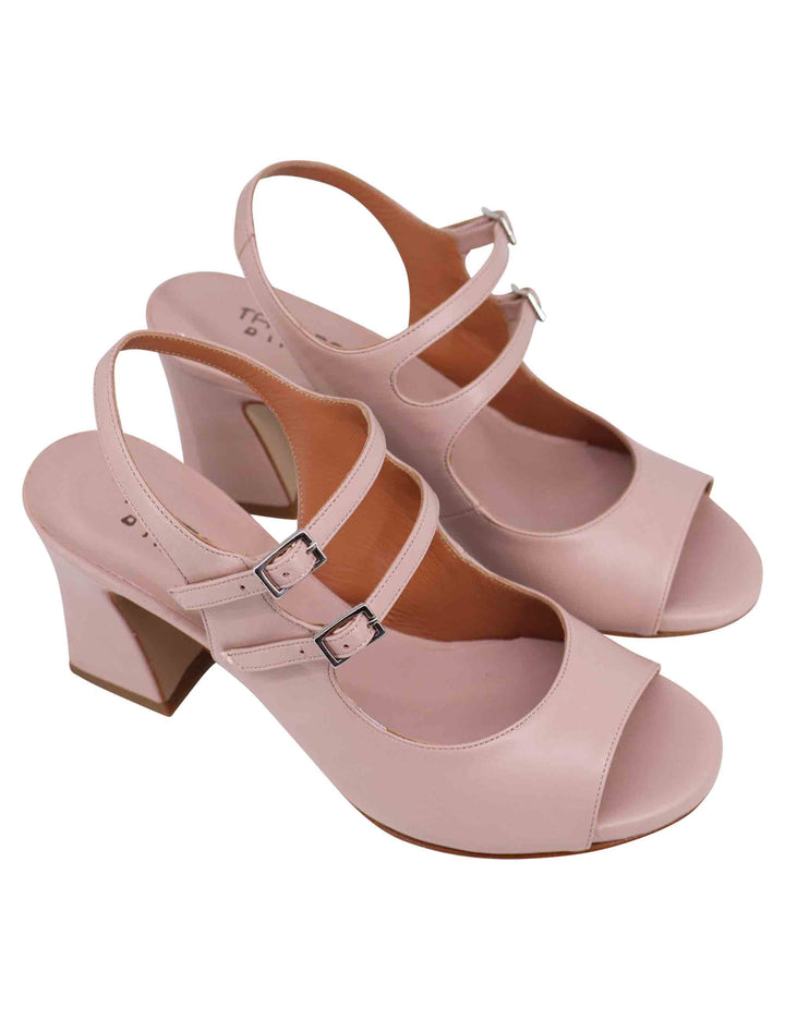 Spatarella Sandali slingback donna in pelle cipria con cinturini punta tonda e tacco alto 2025