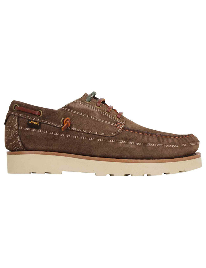 Spatarella Stringate uomo Hopi Suede in camoscio marrone con lacci in cuoio e suola bianca Online