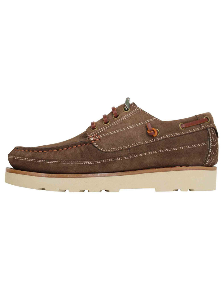 Spatarella Stringate uomo Hopi Suede in camoscio marrone con lacci in cuoio e suola bianca Online