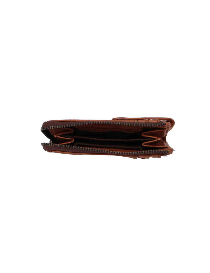 Spatarella Portacarte uomo con zip in pelle vintage cuoio Vendita Calda