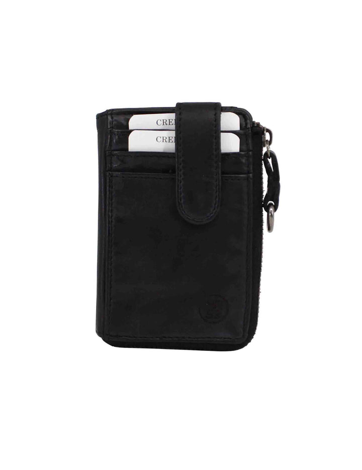 Spatarella Portacarte uomo con zip in pelle vintage nero Vendite Flash