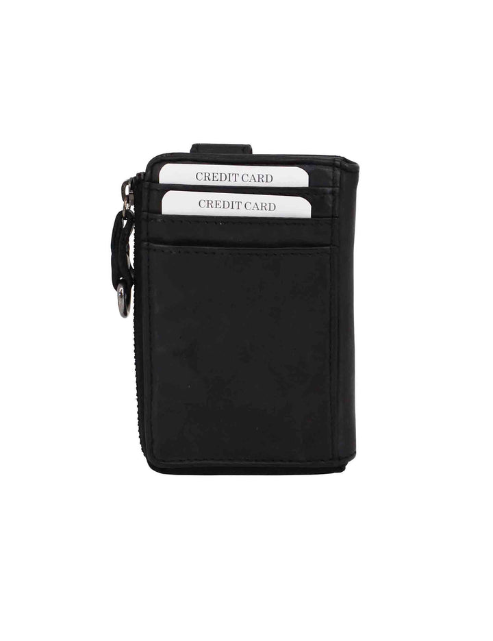 Spatarella Portacarte uomo con zip in pelle vintage nero Vendite Flash