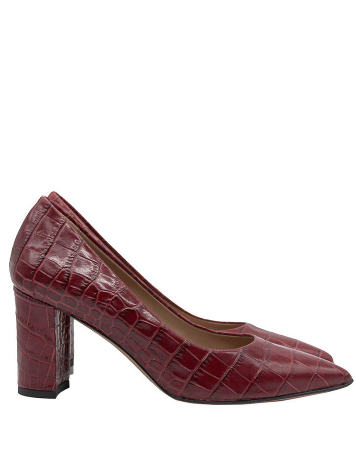 Spatarella Calzature Donna Décolleté in Pelle Stampata Cocco di Colore Rosso Tacco Alto 2025