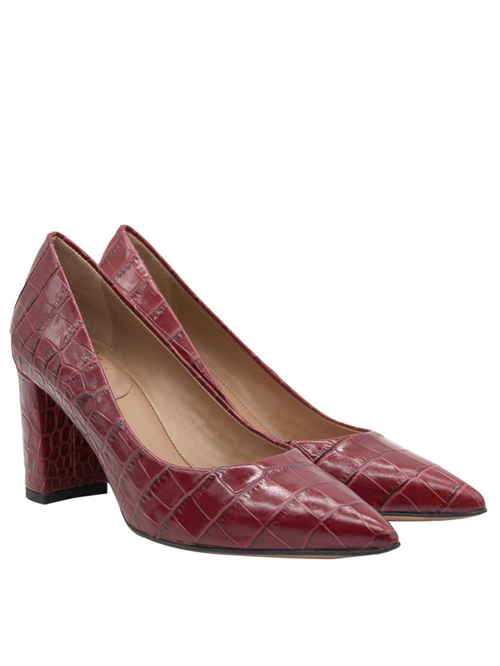 Spatarella Calzature Donna Décolleté in Pelle Stampata Cocco di Colore Rosso Tacco Alto 2025