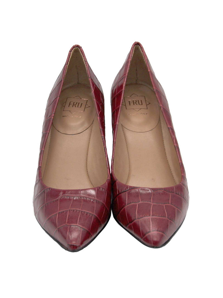 Spatarella Calzature Donna Décolleté in Pelle Stampata Cocco di Colore Rosso Tacco Alto 2025