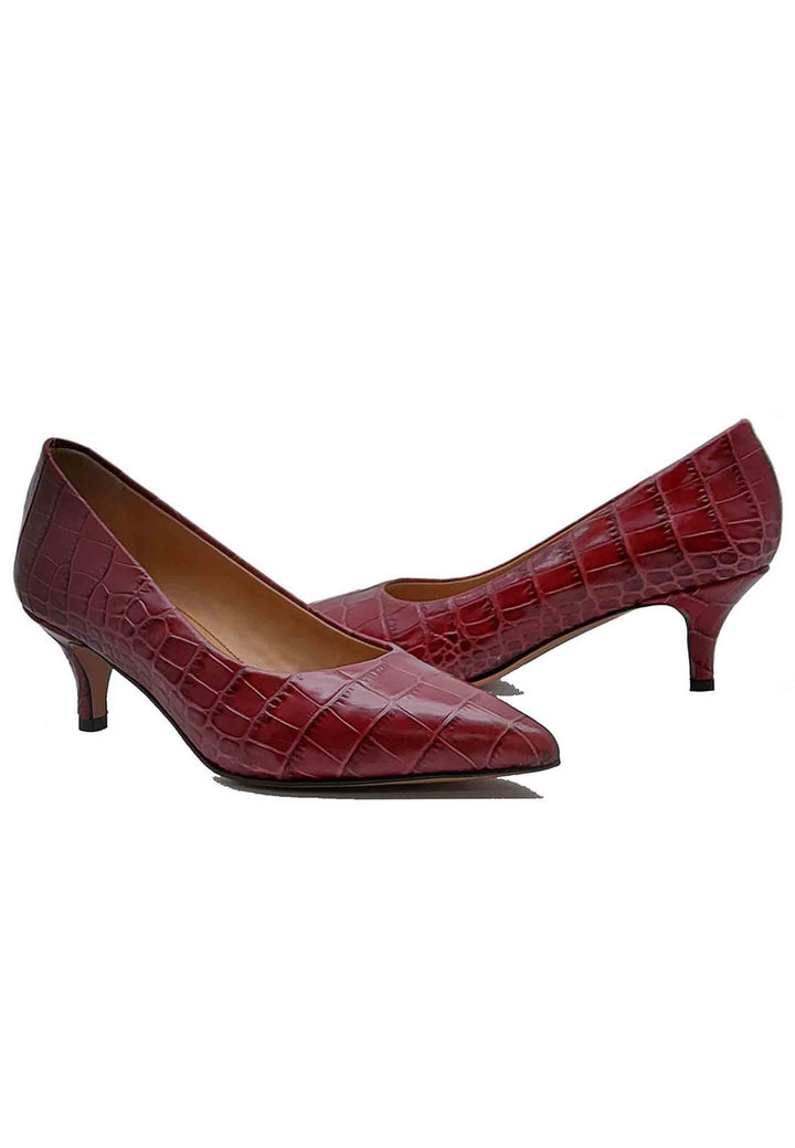 Spatarella Calzature Donna Décolleté in Pelle Stampta Cocco Rosso con Punta a Punta Italy