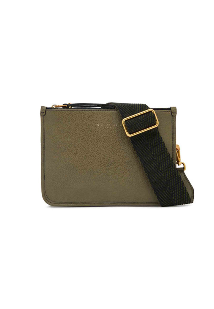 Spatarella Borsa donna pochette Debbie New in pelle verde con tracolla in tessuto Rilascio limitato