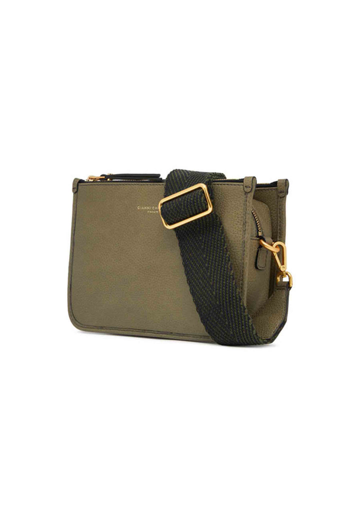 Spatarella Borsa donna pochette Debbie New in pelle verde con tracolla in tessuto Rilascio limitato