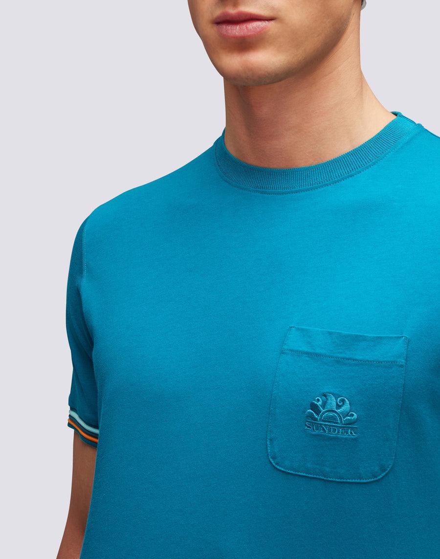 Sundek T-SHIRT FINN GIROCOLLO CON TASCHINO m775tej7800-01203 Vendita Calda