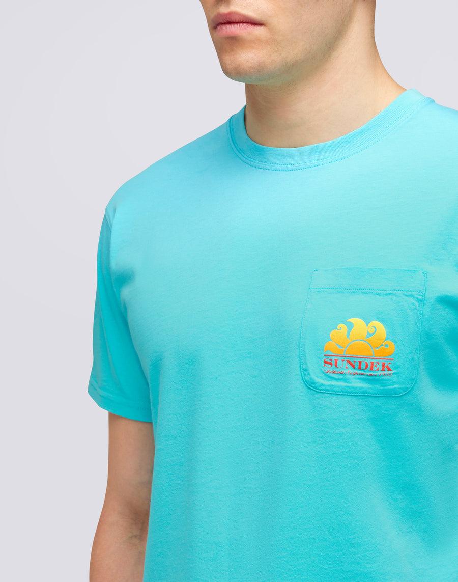 Sundek T-SHIRT NEW HERBERT GIROCOLLO CON MAXI-LOGO m028tej7800-05200 Qualità