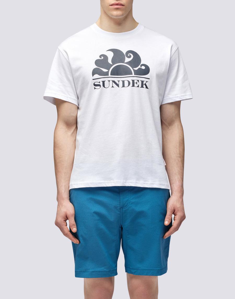 Sundek T-SHIRT GIROCOLLO CON STAMPA LOGO m021tej7800-00607 In Saldo
