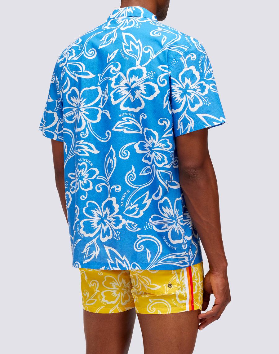 Sundek CAMICIA CON STAMPA HIBISCUS VINTAGE m817shmu1ia-616ia In Linea