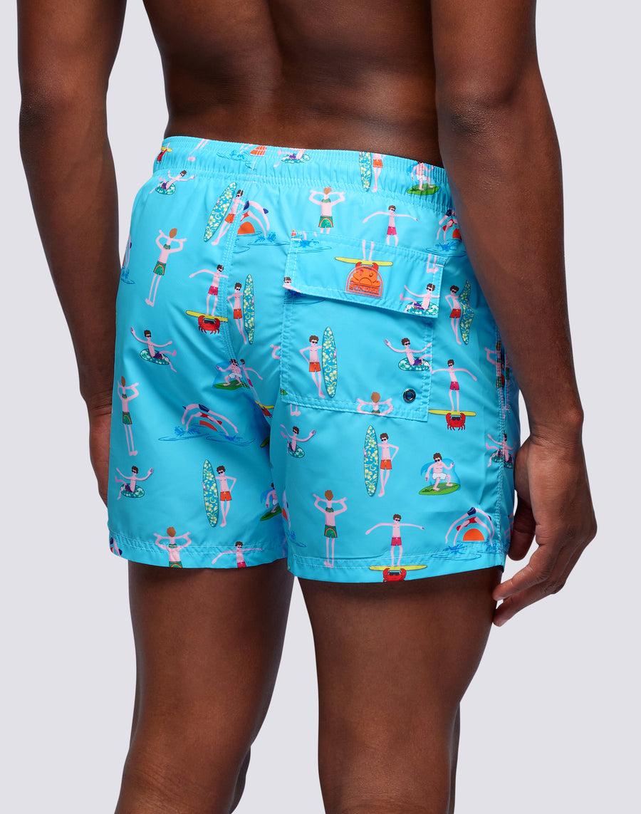 Sundek costume da bagno corto a vita elasticata microstampa beach boy m633bdrt4bg-006bg Shopping Online