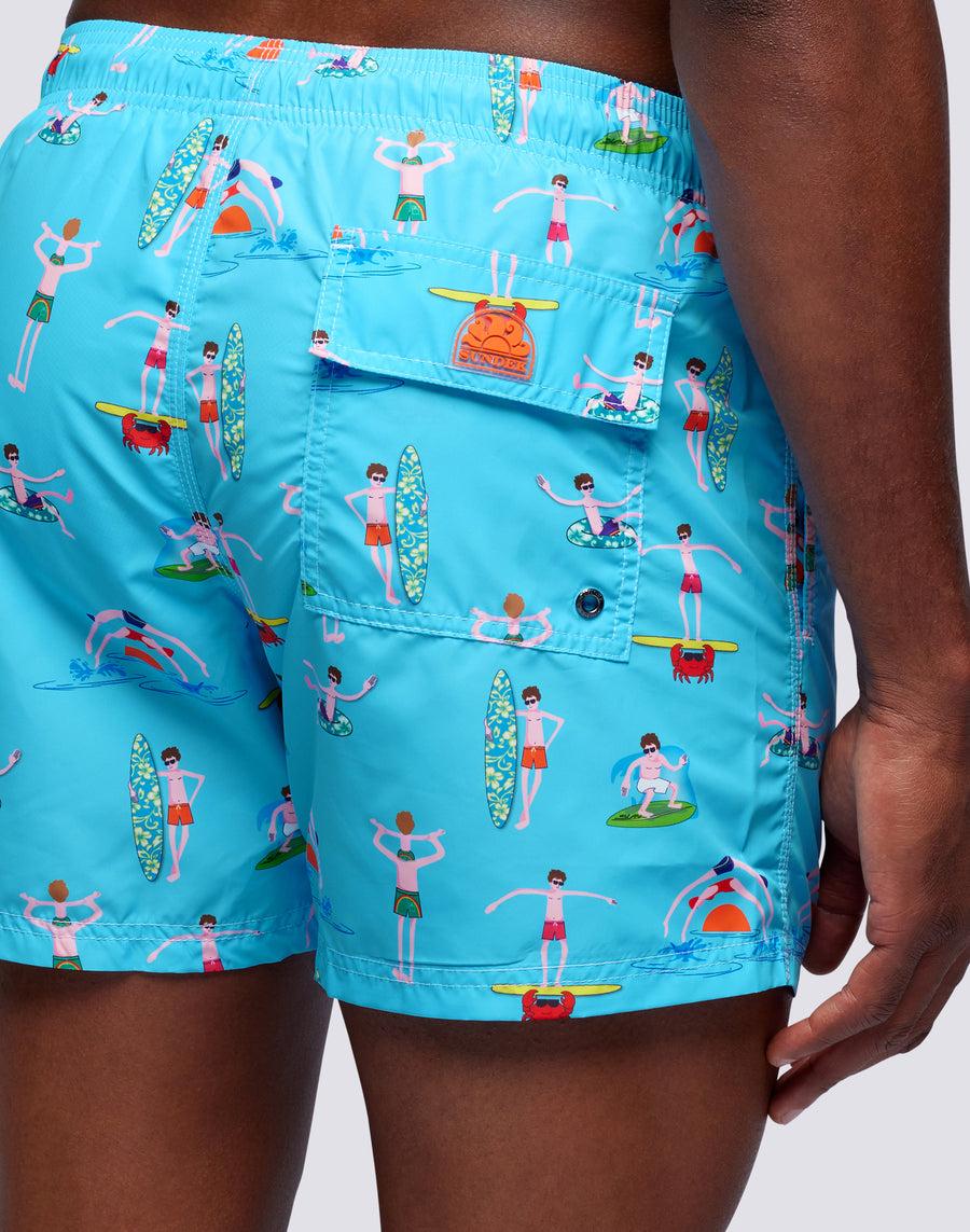 Sundek costume da bagno corto a vita elasticata microstampa beach boy m633bdrt4bg-006bg Shopping Online