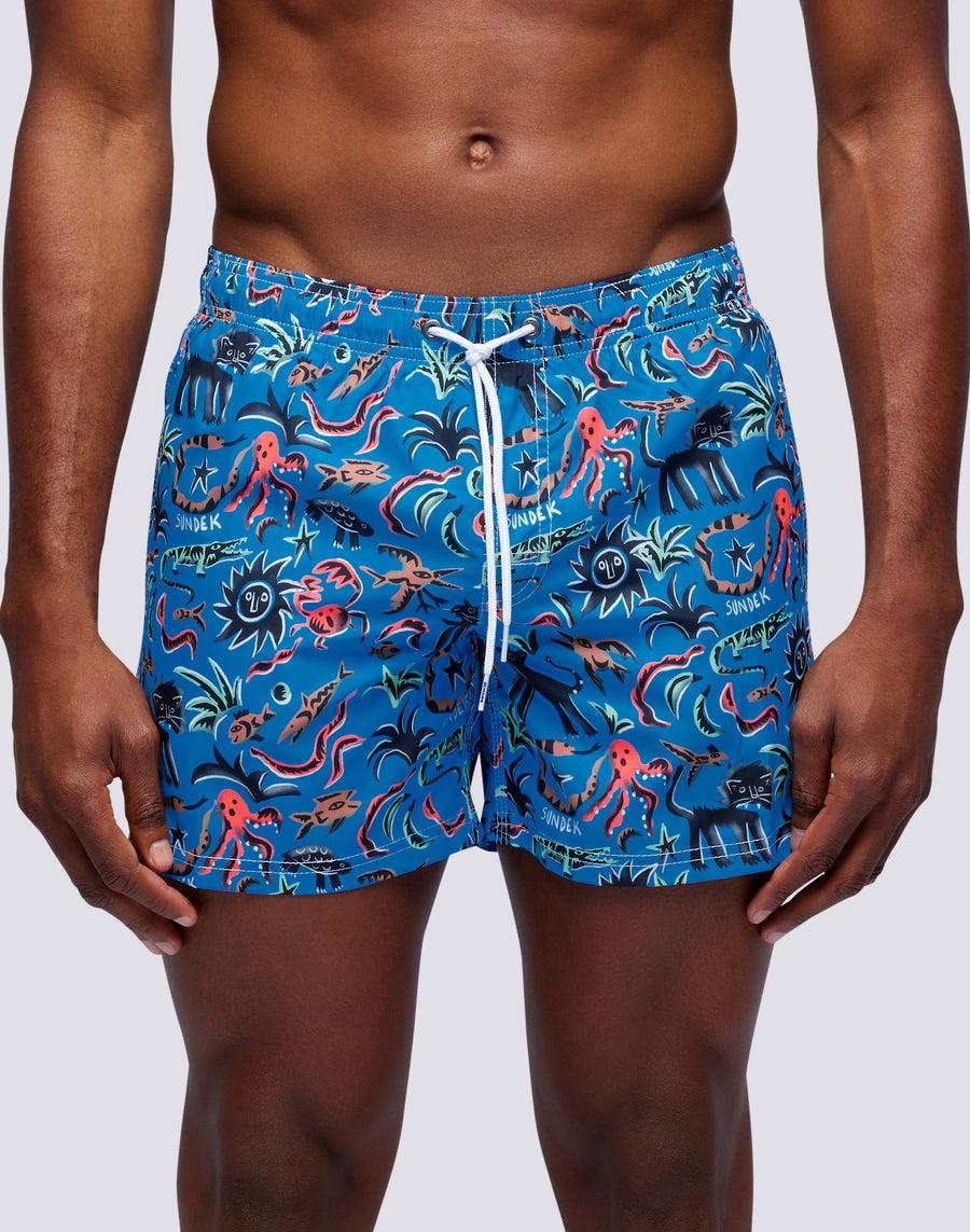Sundek costume da bagno corto vita elasticata stampa safari surprise repreve® m504bdrt3li-004li Consegna Veloce