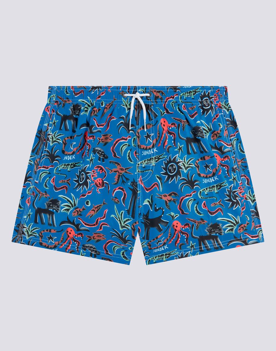 Sundek costume da bagno corto vita elasticata stampa safari surprise repreve® m504bdrt3li-004li Consegna Veloce